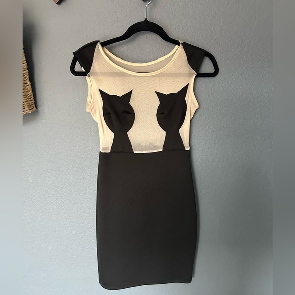 Nasty Gal Black Mesh Cat Dress - perfect for a party - Picture 2 of 6